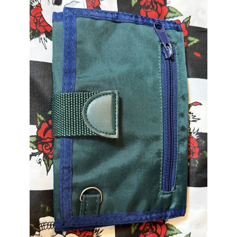 Amity Nylon Trifold Wallet Organizer Green‎ Blue 5x7.5"